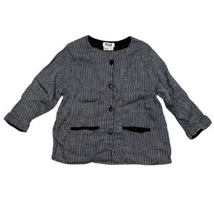 Flax‎ Women's Black and White Stripe Button Up Linen Casual Jacket Size Medium